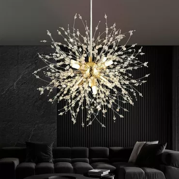 Pendente Cristal Fogos de Artifícios, 8 Lâmpadas G9, Dourado, LexLight