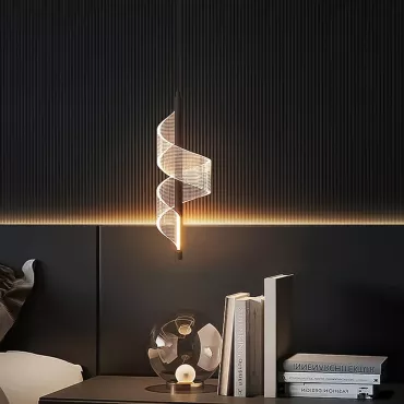 Pendente Espiral Largo, 12w, Luz 3 Cores, Preto, LexLight