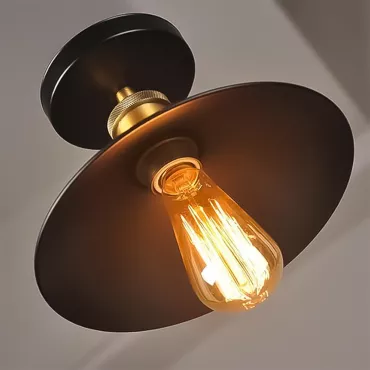Luminária Vintage Industrial, E-27, Metal e Madeira, Preto, LexLight